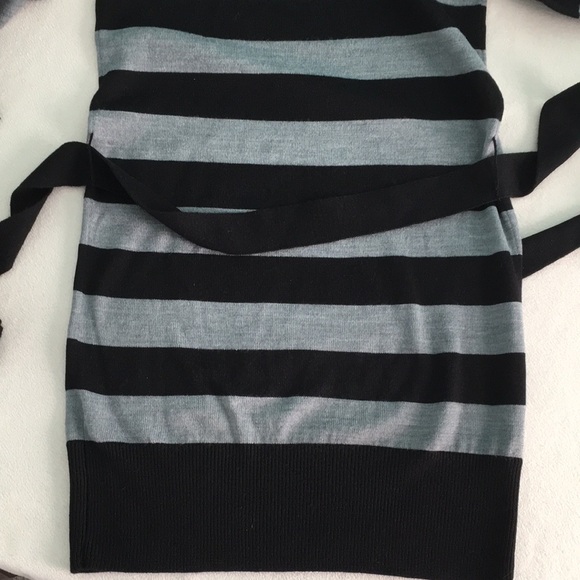 Long, Belted Striped V-neck Sweater by French Connection - Picture 8 of 17